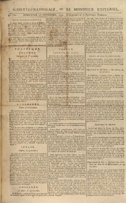 Gazette nationale, ou le moniteur universel (Le moniteur universel) Sonntag 25. November 1792