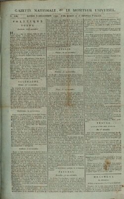 Gazette nationale, ou le moniteur universel (Le moniteur universel) Montag 3. Dezember 1792