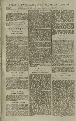 Gazette nationale, ou le moniteur universel (Le moniteur universel) Dienstag 22. Januar 1793