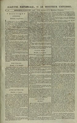 Gazette nationale, ou le moniteur universel (Le moniteur universel) Mittwoch 23. Januar 1793