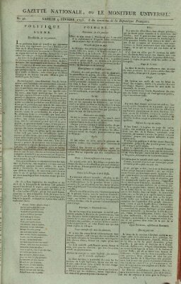 Gazette nationale, ou le moniteur universel (Le moniteur universel) Samstag 9. Februar 1793