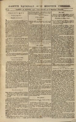 Gazette nationale, ou le moniteur universel (Le moniteur universel) Samstag 16. Februar 1793