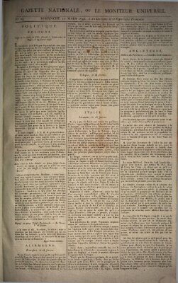 Gazette nationale, ou le moniteur universel (Le moniteur universel) Sunday 10. March 1793