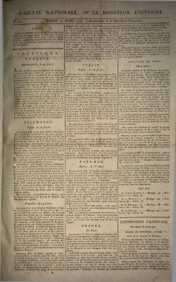 Gazette nationale, ou le moniteur universel (Le moniteur universel) Dienstag 12. März 1793