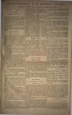 Gazette nationale, ou le moniteur universel (Le moniteur universel) Montag 1. April 1793