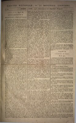 Gazette nationale, ou le moniteur universel (Le moniteur universel) Dienstag 2. April 1793