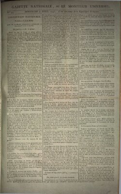 Gazette nationale, ou le moniteur universel (Le moniteur universel) Sonntag 7. April 1793