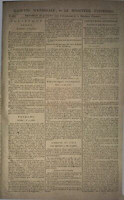 Gazette nationale, ou le moniteur universel (Le moniteur universel) Freitag 26. Juli 1793