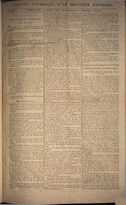 Gazette nationale, ou le moniteur universel (Le moniteur universel) Sonntag 11. August 1793