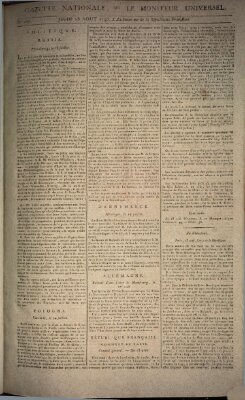 Gazette nationale, ou le moniteur universel (Le moniteur universel) Donnerstag 15. August 1793