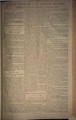 Gazette nationale, ou le moniteur universel (Le moniteur universel) Freitag 30. August 1793