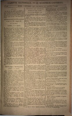 Gazette nationale, ou le moniteur universel (Le moniteur universel) Donnerstag 3. Oktober 1793