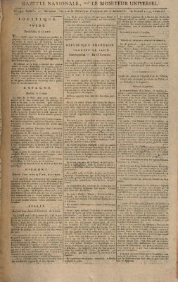 Gazette nationale, ou le moniteur universel (Le moniteur universel) Sonntag 6. April 1794