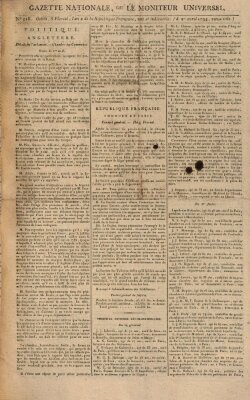 Gazette nationale, ou le moniteur universel (Le moniteur universel) Sonntag 27. April 1794