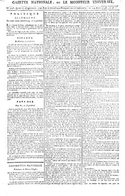 Gazette nationale, ou le moniteur universel (Le moniteur universel) Dienstag 14. April 1795