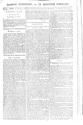 Gazette nationale, ou le moniteur universel (Le moniteur universel) Donnerstag 16. April 1795