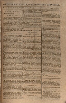 Gazette nationale, ou le moniteur universel (Le moniteur universel) Sonntag 14. Februar 1796