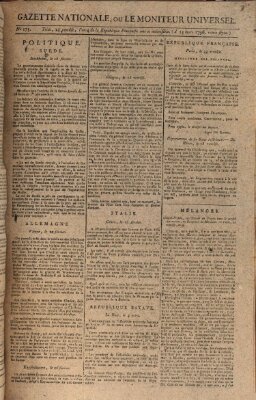 Gazette nationale, ou le moniteur universel (Le moniteur universel) Sonntag 13. März 1796