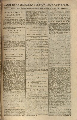 Gazette nationale, ou le moniteur universel (Le moniteur universel) Sonntag 24. April 1796