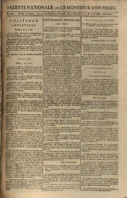 Gazette nationale, ou le moniteur universel (Le moniteur universel) Donnerstag 28. April 1796