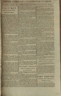 Gazette nationale, ou le moniteur universel (Le moniteur universel) Mittwoch 5. Oktober 1796