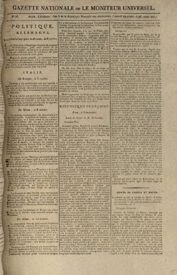 Gazette nationale, ou le moniteur universel (Le moniteur universel) Samstag 29. Oktober 1796