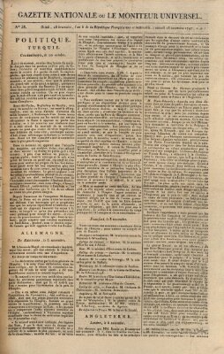 Gazette nationale, ou le moniteur universel (Le moniteur universel) Samstag 18. November 1797