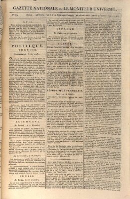 Gazette nationale, ou le moniteur universel (Le moniteur universel) Samstag 9. Dezember 1797