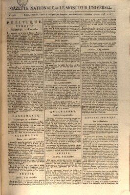 Gazette nationale, ou le moniteur universel (Le moniteur universel) Sonntag 7. Januar 1798