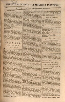 Gazette nationale, ou le moniteur universel (Le moniteur universel) Freitag 5. Oktober 1798