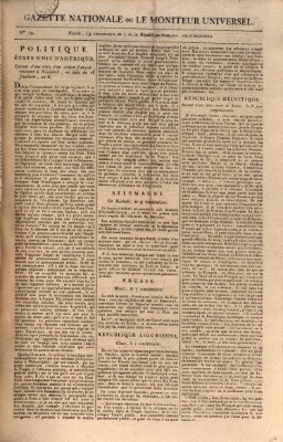 Gazette nationale, ou le moniteur universel (Le moniteur universel) Mittwoch 10. Oktober 1798