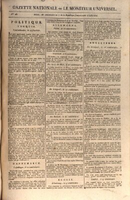 Gazette nationale, ou le moniteur universel (Le moniteur universel) Freitag 19. Oktober 1798