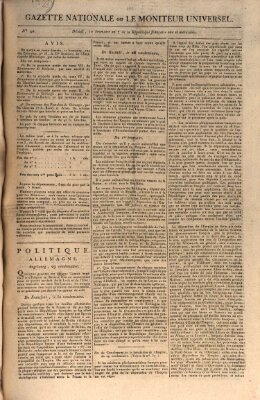 Gazette nationale, ou le moniteur universel (Le moniteur universel) Mittwoch 31. Oktober 1798