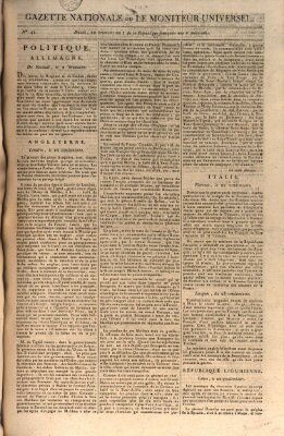 Gazette nationale, ou le moniteur universel (Le moniteur universel) Freitag 2. November 1798