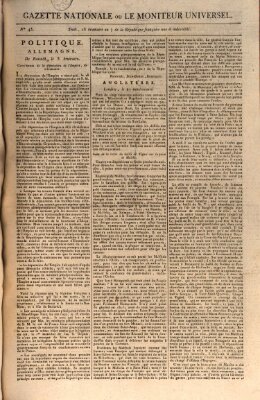 Gazette nationale, ou le moniteur universel (Le moniteur universel) Samstag 3. November 1798