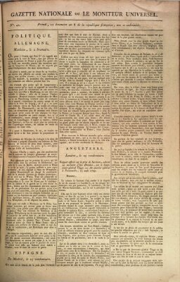 Gazette nationale, ou le moniteur universel (Le moniteur universel) Freitag 1. November 1799