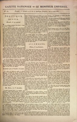 Gazette nationale, ou le moniteur universel (Le moniteur universel) Donnerstag 21. November 1799