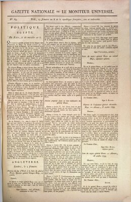 Gazette nationale, ou le moniteur universel (Le moniteur universel) Freitag 13. Dezember 1799