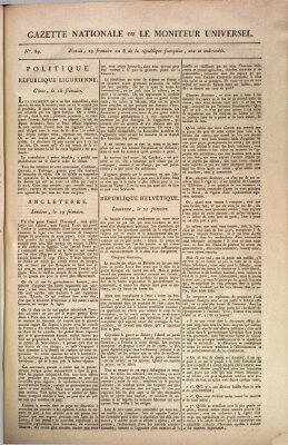 Gazette nationale, ou le moniteur universel (Le moniteur universel) Donnerstag 19. Dezember 1799