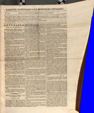 Gazette nationale, ou le moniteur universel (Le moniteur universel) Sonntag 19. Januar 1800