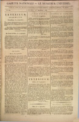 Gazette nationale, ou le moniteur universel (Le moniteur universel) Donnerstag 18. September 1806