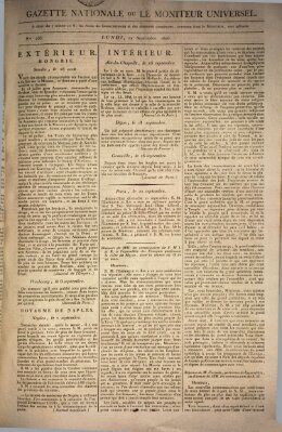 Gazette nationale, ou le moniteur universel (Le moniteur universel) Montag 22. September 1806