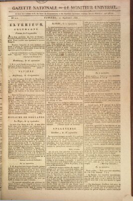 Gazette nationale, ou le moniteur universel (Le moniteur universel) Samstag 27. September 1806