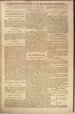 Gazette nationale, ou le moniteur universel (Le moniteur universel) Dienstag 30. September 1806