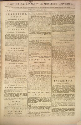 Gazette nationale, ou le moniteur universel (Le moniteur universel) Dienstag 14. Oktober 1806