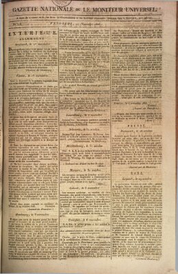 Gazette nationale, ou le moniteur universel (Le moniteur universel) Freitag 14. November 1806