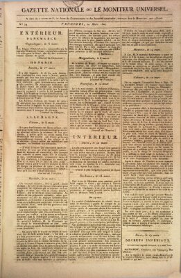 Gazette nationale, ou le moniteur universel (Le moniteur universel) Freitag 20. März 1807