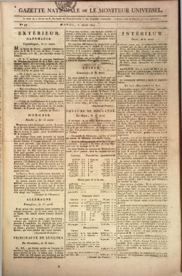 Gazette nationale, ou le moniteur universel (Le moniteur universel) Dienstag 7. April 1807