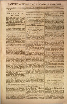 Gazette nationale, ou le moniteur universel (Le moniteur universel) Mittwoch 8. April 1807