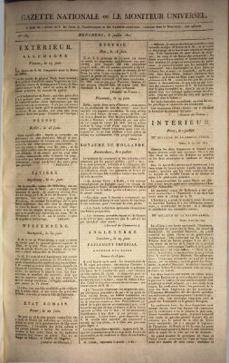 Gazette nationale, ou le moniteur universel (Le moniteur universel) Mittwoch 8. Juli 1807